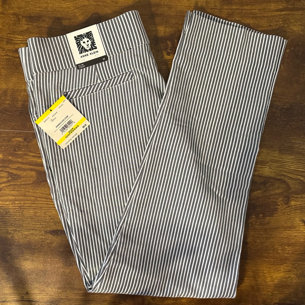 Anne Klein Slim Crop Striped Pants - NWT
